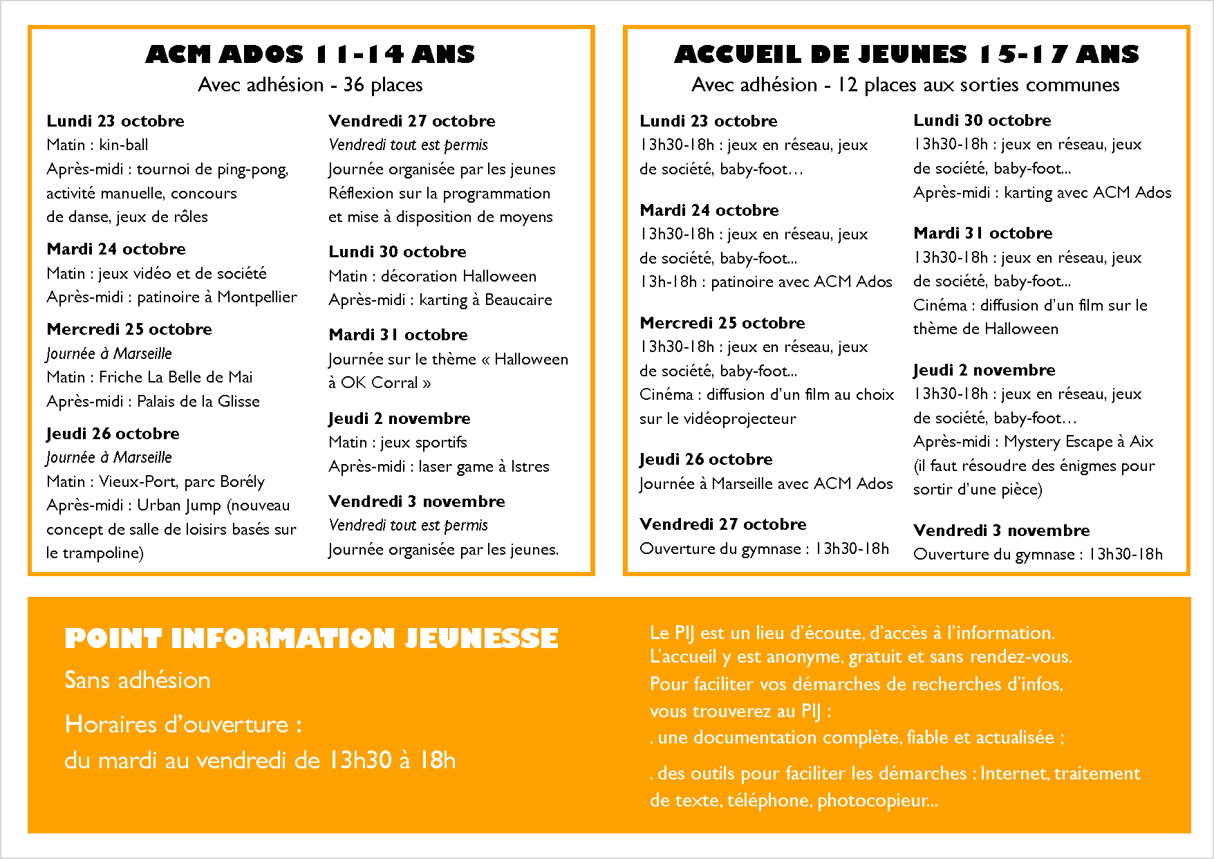 programme toussaint